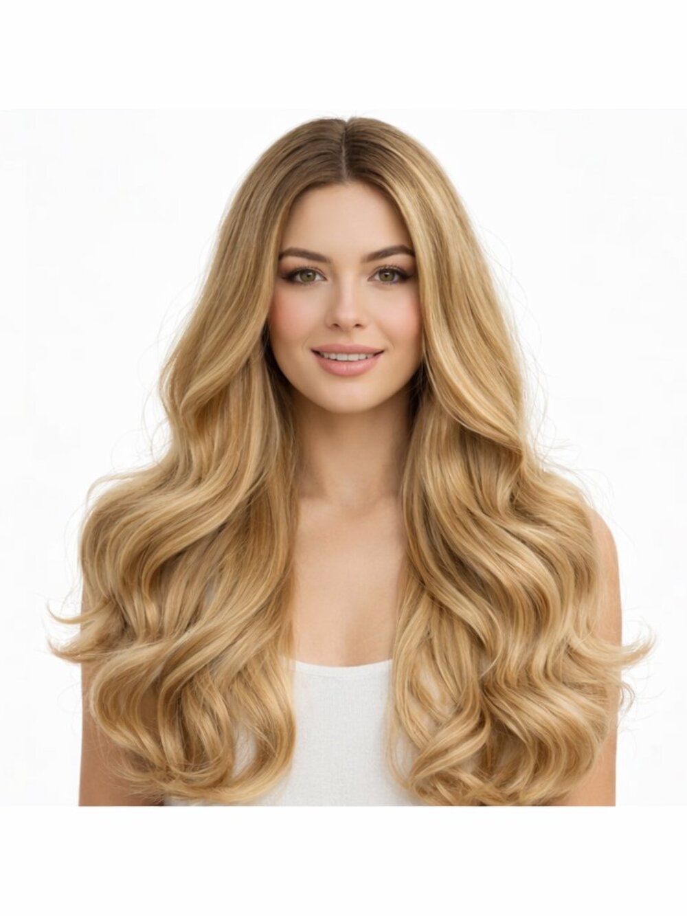 Blonde Wavy Wig Long 24" Synthetic Hair Body Wave Heat Resistant Natural Look